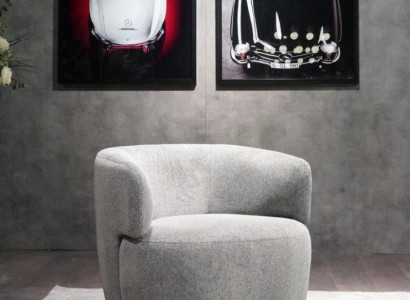 Designer armchair gray luxury furniture living room upholstery textile lounge club